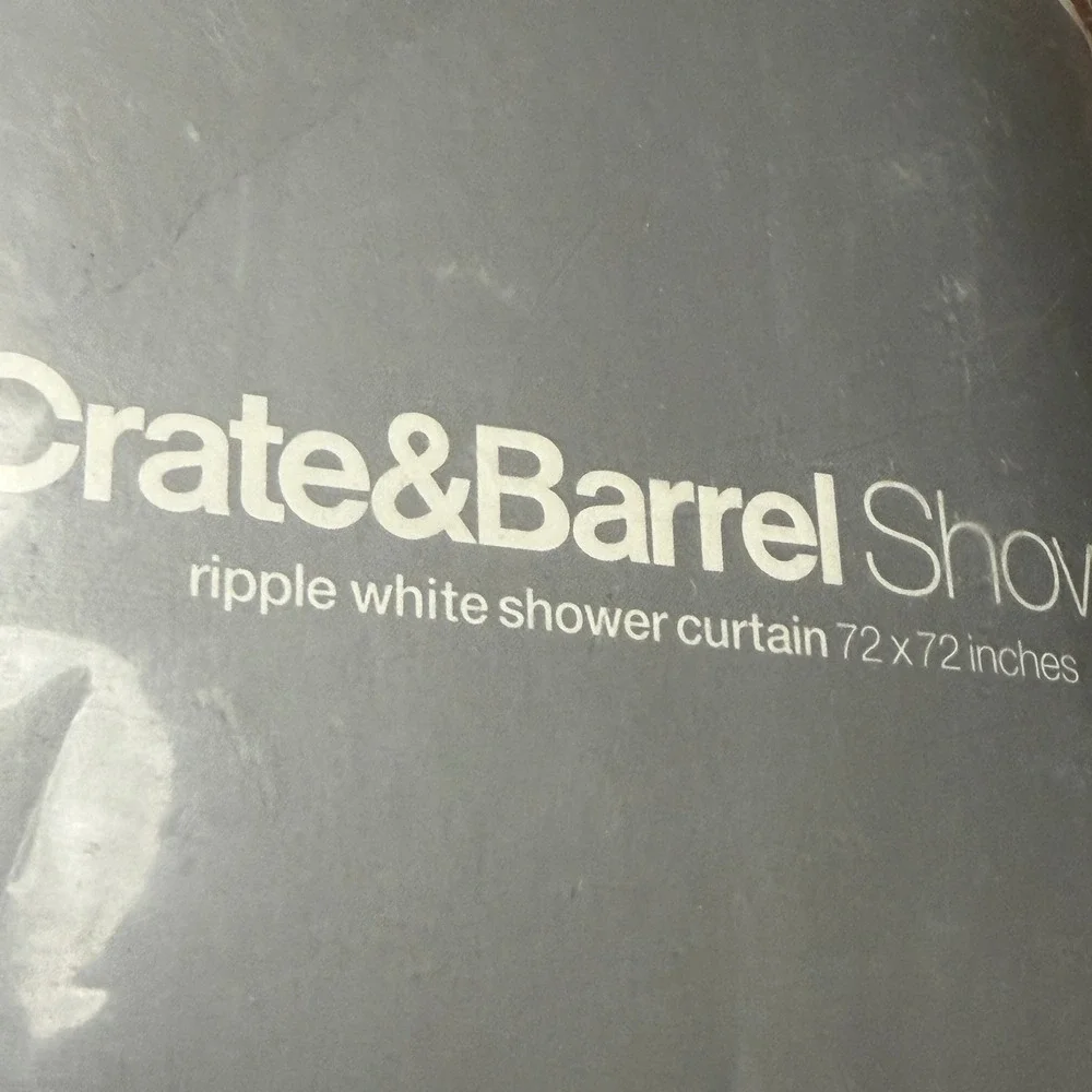 Crate & Barrel Ripple White Shower Curtain 72x72 Textured Modern Bathroom New